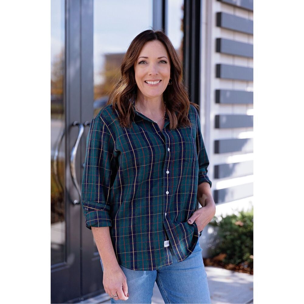 Frank & Eileen Relaxed-Fit Button Up Flannel Shirt The Eileen Small Green Italia